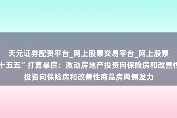 天元证券配资平台_网上股票交易平台_网上股票杠杆平台 深圳“十五五”打算暴戾：激动房地产投资向保险房和改善性商品房两侧发力